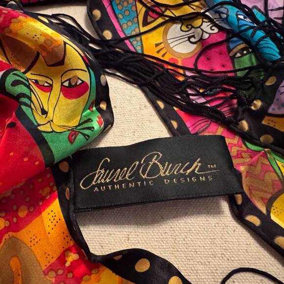 Vintage Laurel Burch Silk Scarf - Picture 4 of 5